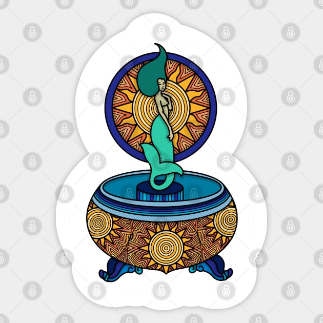 Mermaid Music Box Sticker by astroashleeart